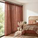 Terracotta Linen Curtains 90 Inches Long, Back Tab Boho Farmhouse Semi Sheer Bohemian Window Curtain Panels for Living Room Bedroom, Rust Cool Maximalist Decor,Cortinas Para Salas Modernas,52"W x 90"L (Pack of 2), Terracotta