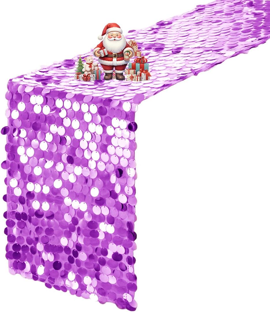 VHH Sequin Table Runner 12 x 108 inches Lavender Table Runner, Glitter Runner for Party Wedding Birthday, Party Spring Easter Rustic, Birthday Supplies Decorations (1 Pack)