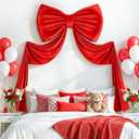 MODFUNS Giant Bow Decoration Big Red Bow with Long Ribbon, 75x23 Inch Velvet Large Bows for Backdrop Coquette Oversized Bows Decor for Birthday Party Wedding Baby Shower Holiday