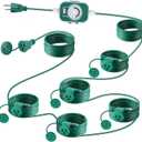 Feekoon Outdoor Extension Cord with Outlet Timer, Evenly Spaced 6 Outlets Plugs, Christmas Waterproof Green Extension Cord with Multiple sockets for Outside Holiday Xmas Lights(30 Ft)