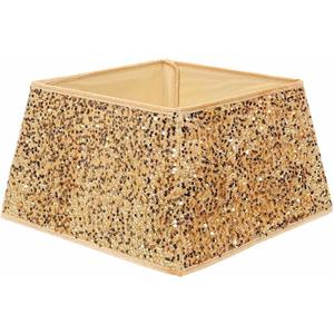 Gold Christmas Tree Collar, Sequin Christmas Tree Skirt Tree Ring Glitter for Fall Holiday Party, Tree Stand Base, Rustic Xmas Tree Cover Skirt Christmas Ceremony Decor