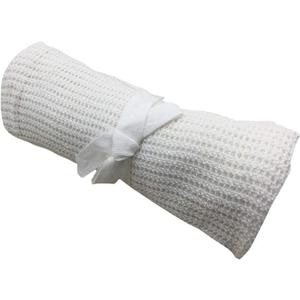 Soft Cotton Crochet Hole Thin Summer Wrap Baby Knitted Blanket Toddler Kids Back Ceat Cover Baby Crib Cover Air Condition Blanket (White)
