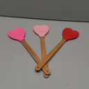 Chengu 3 Pcs Heart Shaped Silicone Spoon with Wooden Handle Valentine Day Kitchen Utensil Gift Set Red Pink Hot Heart Spatula Nonstick Cooking Tools for Mixing Stirring and Baking