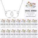 Huquary 12 Set Social Worker Month Employee Appreciation Gifts Bulk Social Worker Necklace with Inspiration Cards Motivational Thank You Gifts for Women Crna Nurse Teacher Volunteer Employee Coworker