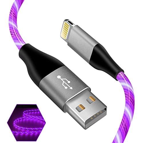 LED iPhone Light up Charger Cable, | Apple MFi Certified | USB A to Lightning Fast Charging Cord Compatible with iPhone 13 Pro Max 12 Mini 11 X XS XR 8 7P 6S 5S iPad iPod Touch More (6FT, Purple)