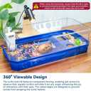 Aquatic Turtle Tank Habitat Kit Stone+Filter+Heat Lamp Enhancing Interaction with 360 Viewing, Standalone Filtration, DIY Creative Zone, Enriched Living (Blue, X-Large[with Light])