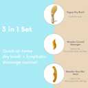Dry Brushing Body Brush for Lymphatic Drainage-Vegan Dry Brush with Contoured Non-Slip Handle +Wood Therapy Massage Tools. Maderoterapia Kit, Gua Sha, Anti-Cellulite, Body Sculpting, Sensitive Skin