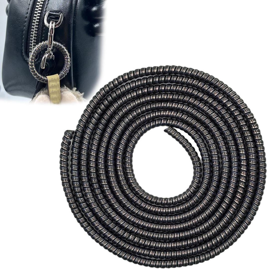 2 x Anti-Loss Coil for Doll Keychain,Doll Accessories (Dolls are Not Included) | Prevents Unhooking from Bags ,Colorful and DurableLength 4.9Ft (Bright Black)