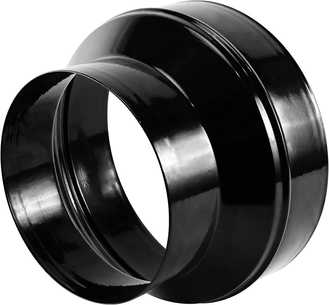 Duct Reducter 10 to 8 Air Ducting Reducer Increaser Air Duct Adapter or Round Metal Pipe Reducer for Bathroom Kitchen Ventilation Systems - Black