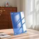 2 x CRAFTIFANO Acrylic Picture Frame 4x6 Inch Tabletop Clip Frame Convertible Horizontal Vertical Display for Photos Art Certificates UV Protected Floating Frame (3, Blue)