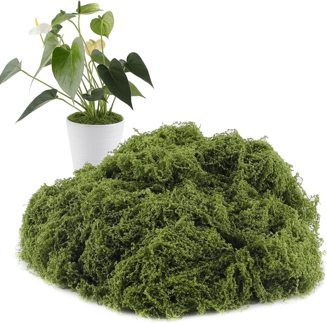 Yomirduy Artificial Moss for Crafts, 5.3OZ Fake Green Moss for Potted Plants, Faux Moss Decor for DIY Decorative, Walls,Table Centerpieces Decor Fairy Garden Model Making (150g)