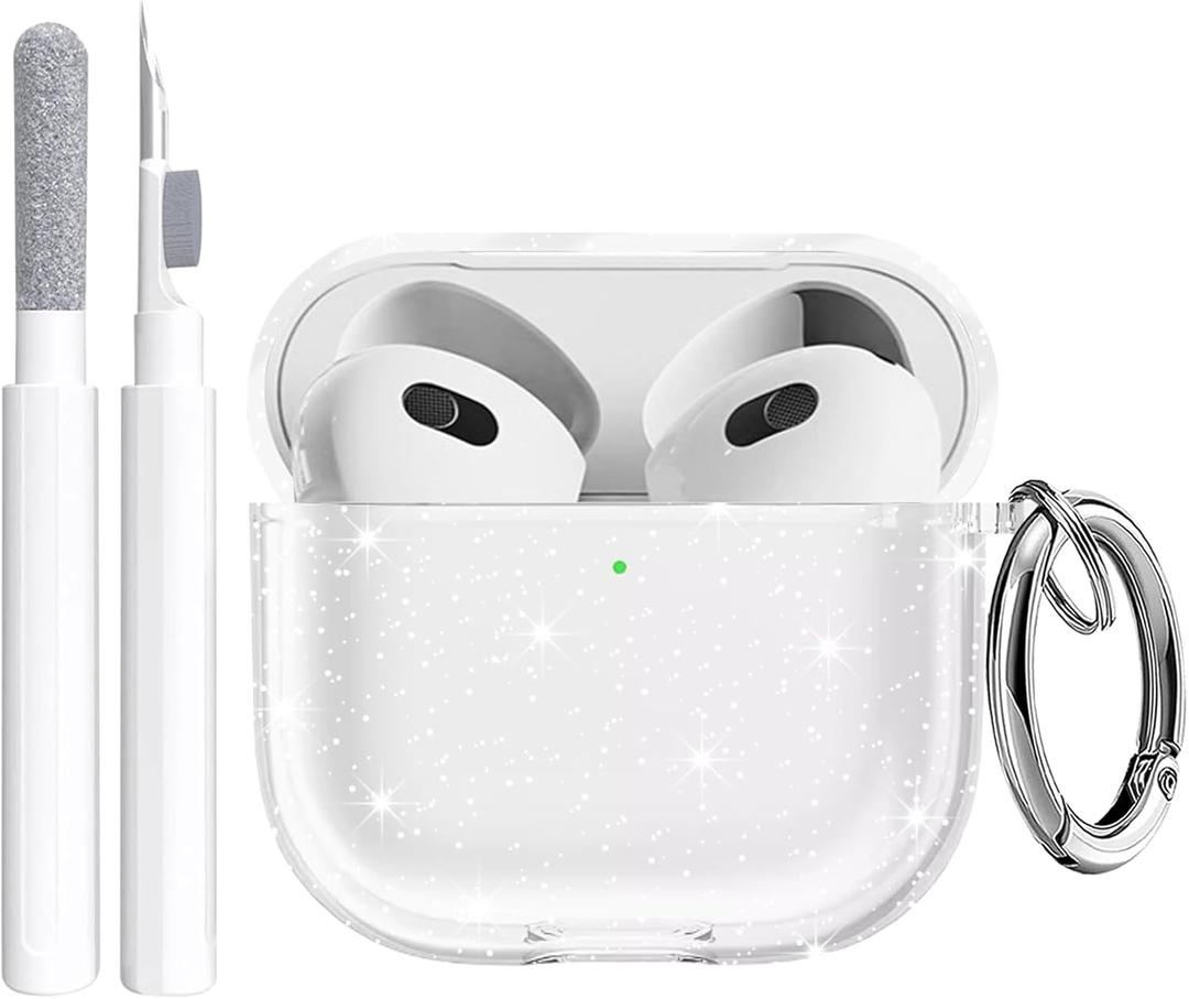 Maxjoy for Apple Airpods 4th Generation Case Cover(2024), Silicone Case with Cleaner Kit & Keychain Compatible Compatible with Airpods 4 case for Women,Men(Glitter)