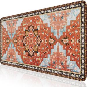 iLeadon Rug Desk Mouse Pad, Orange XXL Gaming Mouse Pad for Desk, Computer Desktop Protector Mat with Stitched Edges, Extended Keyboard Mousepad for Women Office, Home