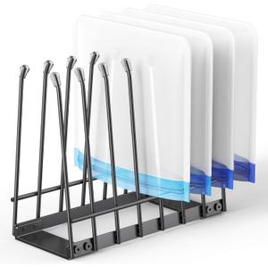 Reusable Bag Drying Rack, Foldable Metal Stand for Reusable Ziplock & Silicone Storage Bags, Rustproof Kitchen Dryer, Black