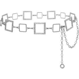 FGSS Western Chain Belt for Women Gold Link Belts Metal Waist Belly Chain Adjustable Boho Cowgirl Belt for Dresses Jeans, Silver