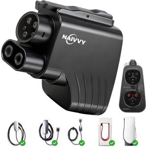 Enhanced Tesla 2-in-1 Adapter (Supports CCS & J1772), 250kW Fast Charging, Smart Communication-Locked Switch Prevents Connector Mismatch, for Tesla Superchargers & Destination Chargers