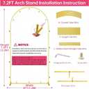 7.2 FT Wedding Arch Backdrop Stand and White Arch Cover Set, Metal Arch Stand with Arch Stand Cover for Birthday Party Wedding Ceremony Bridal Baby Shower Event Decor