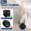 Dandat 36 Pcs Rubber Toilet Plunger with Double Thrust Force Suction Cup Long Wooden Handle Toilet Bowl Plunger Heavy Duty Pump Clogged Solution for Bathroom Stores Restaurants (Black)