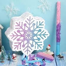 Leitee Pinata Christmas Winter Pinata Pull String Blue Decors for Winter Theme Party Birthday Party Game Supply for Christmas Decorations(Snowflake)