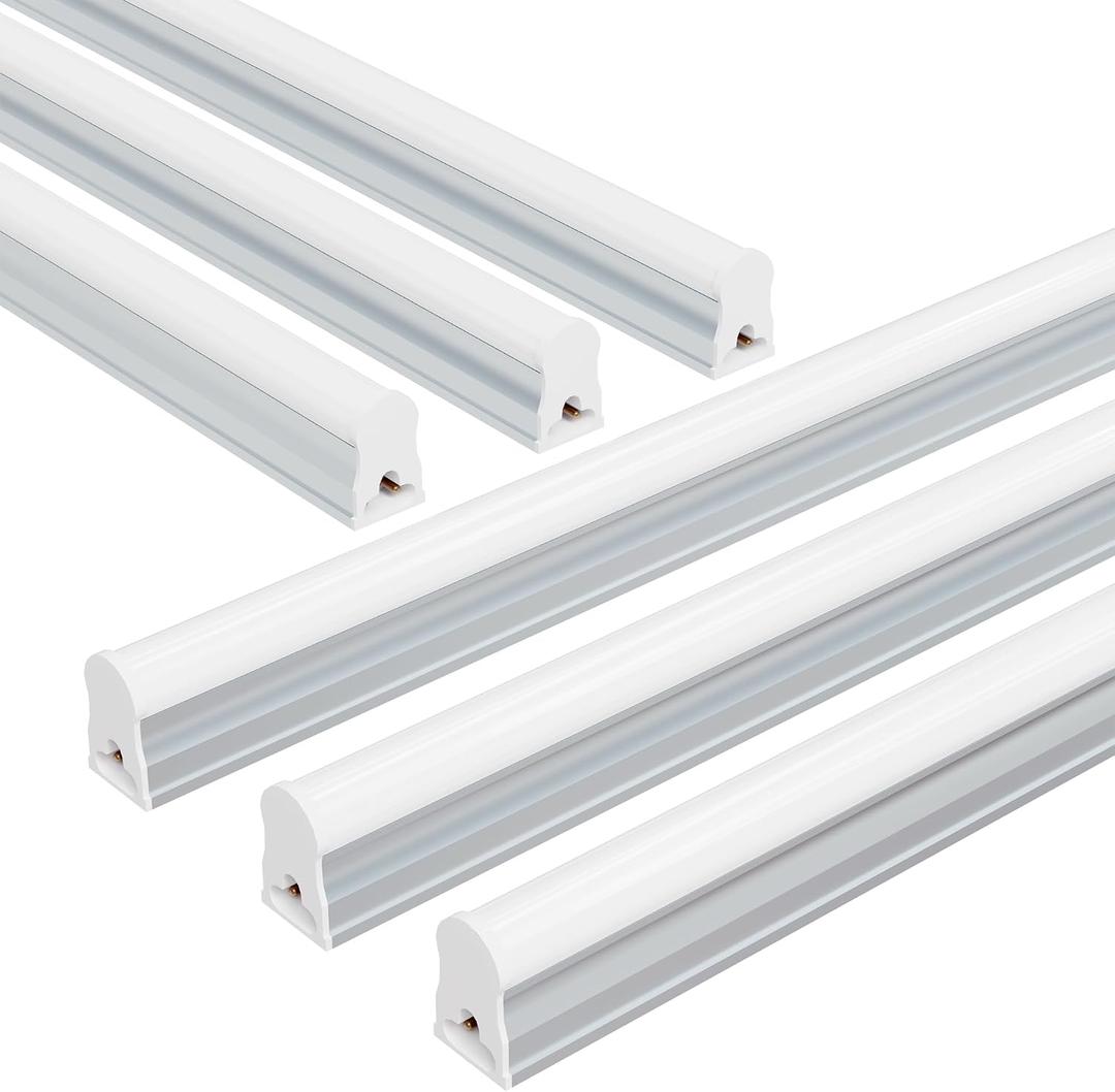 Ensenior 6-Pack T5 LED Shop Lights, 4FT 2000LM 6500K Super Bright White Integrated Single Fixture, 20W Linkable Utility Commercial Lighting for Gym/Garage/Ceiling/Under Cabinet, Plug & Play