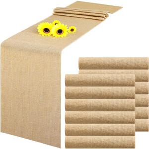 12Pack Natural Burlap Table Runners, Rustic Farmhouse Table Runner, 12 x 71 Inch Long Beige Woven Jute Table Runner Tablecloth for Wedding Party Kitchen Coffee Dining Table Decor