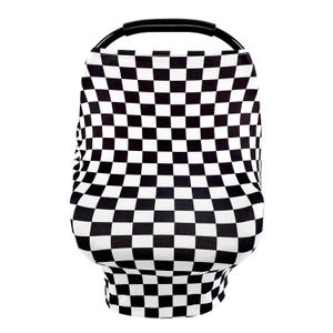 TANOFAR Car Seat Cover for Baby, Multi-Use Cover Carseat Canopy, High Stretchy & Breathable Infant Carseat Cover, Shower Gifts for Unisex Boys and Girls (Black Checkered)