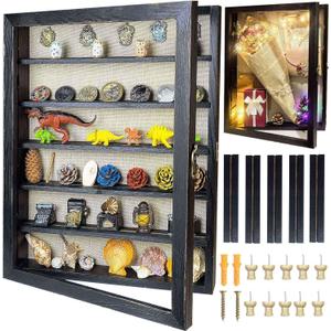 Black Shadow Box Frame 16x20 Shadow Box with Shelves 2.6" Interior Depth Memorial Shadow Box Display Case with Linen Back for Handicrafts,Picture Frames,Medals,Coins,Pins Collection and More