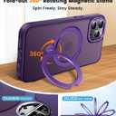 360 Spin Magnetic Stander for iPhone 13 pro Case [Compatible with Magnetic] [Built-in Kickstand] Mil-Grade Protective, Matte Non-Slip for iPhone 13 pro Phone Case(Purple)
