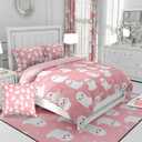 Feelyou Happy Halloween Bedding Set for Girls Boys Kids Twin Size Cute Cartoon Ghost Comforter Cover Set Room Decor Witchcraft Duvet Cover Pink Horror Theme Bedspread Cover 2Pcs, No Comforter