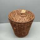84ECO 3 Gallon Red Brown Wicker Trash Can with Lid and Liner