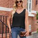 YAMANMAN Women Double Layer Satin Tops V Neck Casual Cami Sleeveless Camisole Blouses Summer Basic Tank Shirt Women Tank Top (Black)