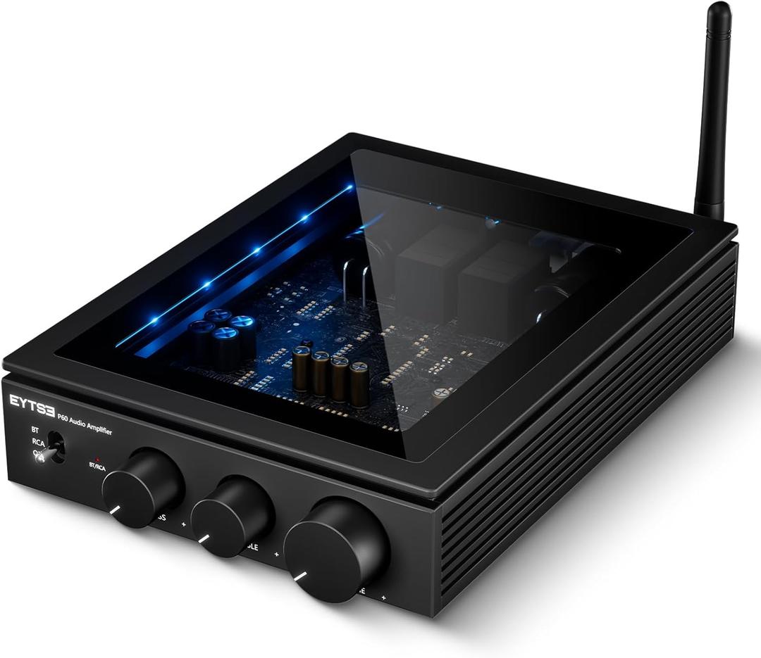 Bluetooth 5.3 Stereo Amplifier for Passive Speakers, 300W x 2 TPA3255 2 Channel Mini Class D Power Amp Receiver, with PFFB Bass TRE Controll for Indoor/Outdoor/Garage/Ceiling/Bookshelf Speakers