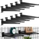 Blulu 10 Pcs 12" Gridwall Knife Shelf Bracket with Lip Metal Wire Gridwall Brackets Hooks Grid Wall Panels Hanger Heavy Duty Shelf Grid Wall Accessories for Home Business Boutique Display (Black)