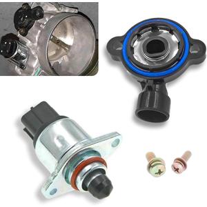 2 PCS Auto Control Valve Sensor Kit, Throttle Position Sensor Idle Air Control Valve, Repair Retrofit Replacement OEM #17113625 17113598, Suitable for Buick Chevrolet (Silver & Black)