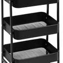 AGTEK Makeup Cart, Movable Rolling Organizer Cart, Black 3 Tier Metal Utility Cart