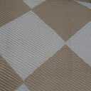 Outdoor Plastic Checkered Rug Waterproof Patio 8x10 Beige Brown Diamond Geometry Mat for Porch Camping RV Balcony Deck Courtyard Reversible Lightweight Durable Portable
