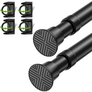 Tension Rods 2Pack Black Tension Rods 23-48Inch Small Curtain Rods for Windows Adjustable Curtain Rods Spring Rod Tension rods for Doorway,Closet,Windows