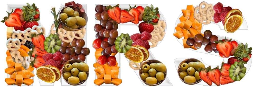 Washable MRS Fillable Letter Plastic Charcuterie 10inch Bridal Shower Food Fruit Events Centerpiece Decoration Treat 