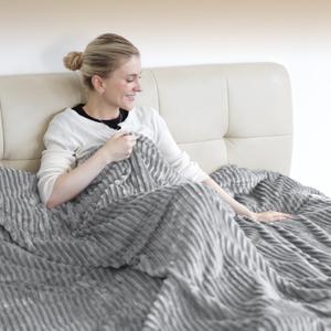 Heated Blanket - Queen Size Electric Blanket 84" x 90" Soft Flannel Heating Blanket with 10 Time Settings, 6 Heat Settings, Machine Washable with Over-Heat Protection (Gray)