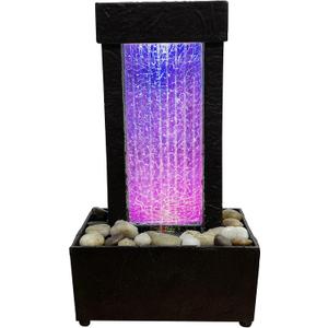 Nature's Mark 10" H Crackled Glass Light Show Tabletop Water Fountain with Natural River Rocks and Color Changing LED Lights (Corded)