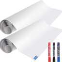 AFMAT White Board Wallpaper, Whiteboard Roll, Stick on White Boards for Wall, 1.5x11ft Peel and Stick Dry Erase Roll, Stain-Proof, Super Sticky Whiteboard Sticker for Wall/Table/Door, 2 Rolls PP06