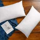 JA COMFORTS 12x20 Premium Goose Down Feather Throw Pillow Inserts(Set of 2)-5% Down Filling,High Filling Weight,250 TC Cotton Cover, Square, White