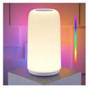 ROOTRO Touch Bedside Table Lamp, [Sleek Design & RGB Mode] 3 Way Dimmable Small Lamp for Bedroom, LED Lamp with Warm White Lights, Multi-Color Smart Nightstand Lamp for for Living Room Home Gifts