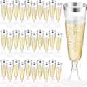 Ruisita 120 Pack 5 Ounces Plastic Champagne Flutes Disposable Plastic Champagne Glasses for Parties Clear Toasting Flutes Cocktail Cups for Wedding, Anniversary, Birthday (Silver)