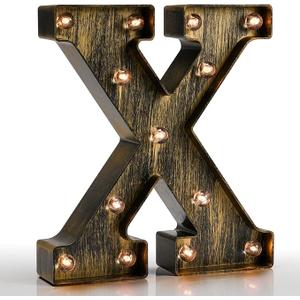 Pooqla Vintage Light Up Marquee Letters with Lights – Illuminated Industrial Style Lighted Alphabet Letter Signs  Coffee Bar Apartment Bedroom Wall Home Initials Decor  X