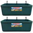 Large Feed Trough and Goat Feeder - 2 Pack Hanging Feeder with Clips, Waterer Bucket, Fence Feed Trough, Goat Supplies, 10 Quart (Cyan)