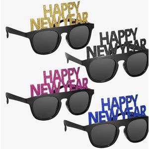 Happy New Year Glasses Pack of 4 – Glitter Party Sunglasses for Adults & Kids 2026 Celebration Supplies