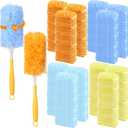 Honeydak 120 Pack Heavy Duty Duster Refills with 2 Handle, Compatible with Swiffer, Multisurface 360 Larger Size Dusters with 4X Microfibers, Unscented Disposable Dusting Furniture for Cleaning