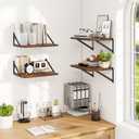 Heimlove Deep Floating Shelves for Wall, Wood Wall, Wide Floating Bookshelf for Living Room, Kitchen, Office, Bedroom and Decor Storage, Rustic Brown with Metal Bracket, 16wx12dx5.8h, 4 Shelves