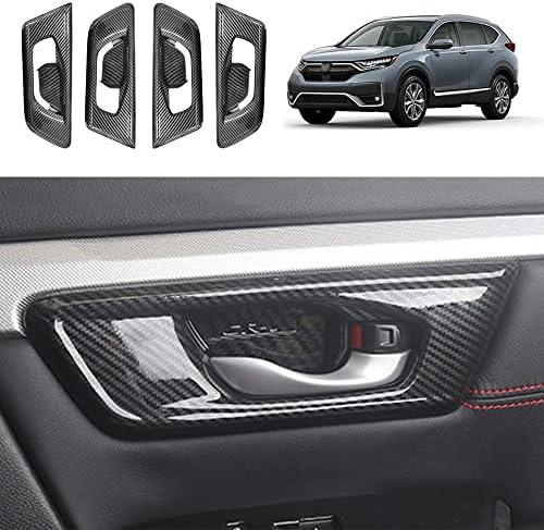 YOFAMO for CRV 2017-2022 ABS Carbon Fiber Grain Inner Door Cover Handle Trims Sticker Interior Decoration Accessories for Honda CRV CR-V 2017 2018 2019 2020 2021 2022 (Without Seat Memory Buttons)